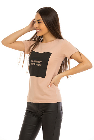 CHEERDUCK/THUC 1045 БЕЖЕВЫЙ Футболка женская CHEERDUCK цвет Бежевый