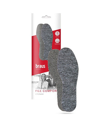 BRAUS Стельки осенне-зимние FILC COMFORT (войлок+латекс) р.45-46 BRAUS цвет 
