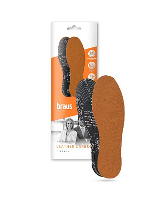 BRAUS Стельки Leather Carbon (кожа+латекс с акт.углем) БЕЖ 45-46р BRAUS цвет Бежевый
